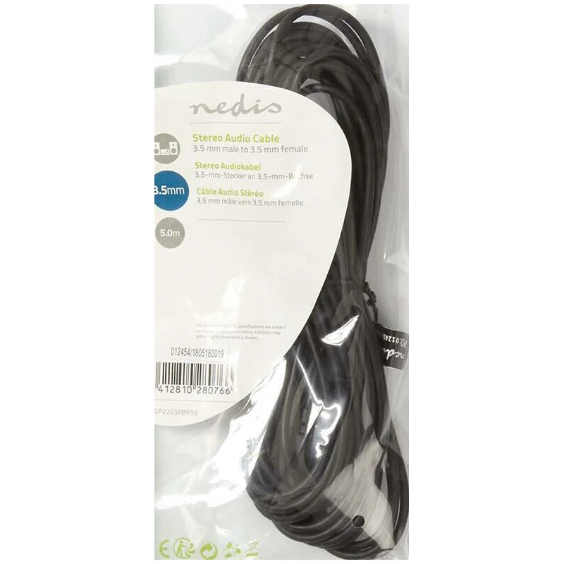 FALCON EYES CAVO PROLUNGA JACK 3,5MM M/F DA 5MT NERO