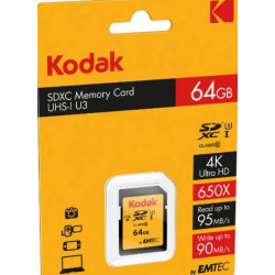 KODAK SD XC 64GB 100MB/100MB CL.10 U3 V30  4K ULTRA PERFORMANCE