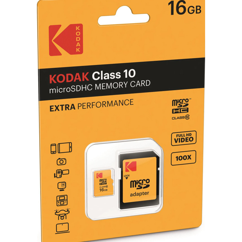 KODAK MICRO SD HC 16GB CL.10 EXTRA PERFORMANCE CON ADATTATORE
