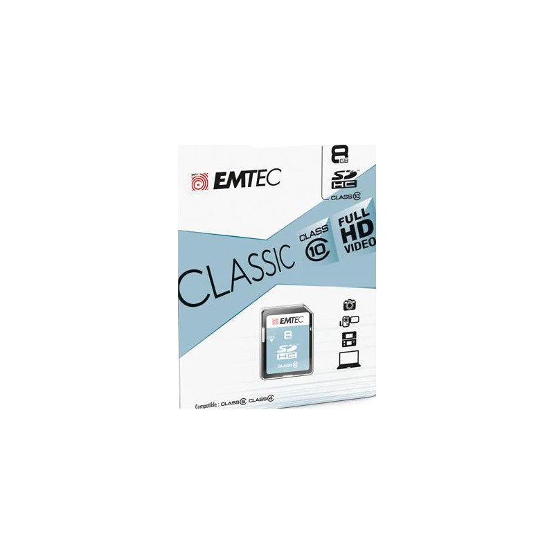 EMTEC MICRO SDHC 8GB CL.10 CLASSIC 20Mb/12Mb CON ADATTATORE