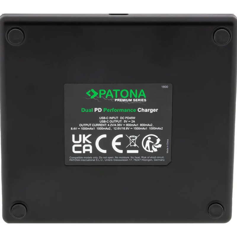 PATONA PREMIUM DUAL PD PERFORMANCE CHARGER FOR SONY NP-FW50 INCL. USB-C INPUT/OUTPUT