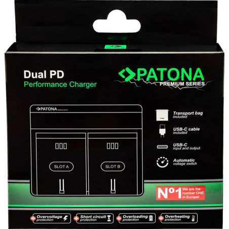 PATONA PREMIUM DUAL PD PERFORMANCE CHARGER FOR PANASONIC DMW-BLK22 INCL. USB-C INPUT/OUTPUT