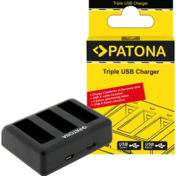 PATONA CARICATORE TRIPLO PER  DJI OSMO ACTION 3 E  OSMO ACTION 4 BCX202 CAVO USB-C INCLUSO