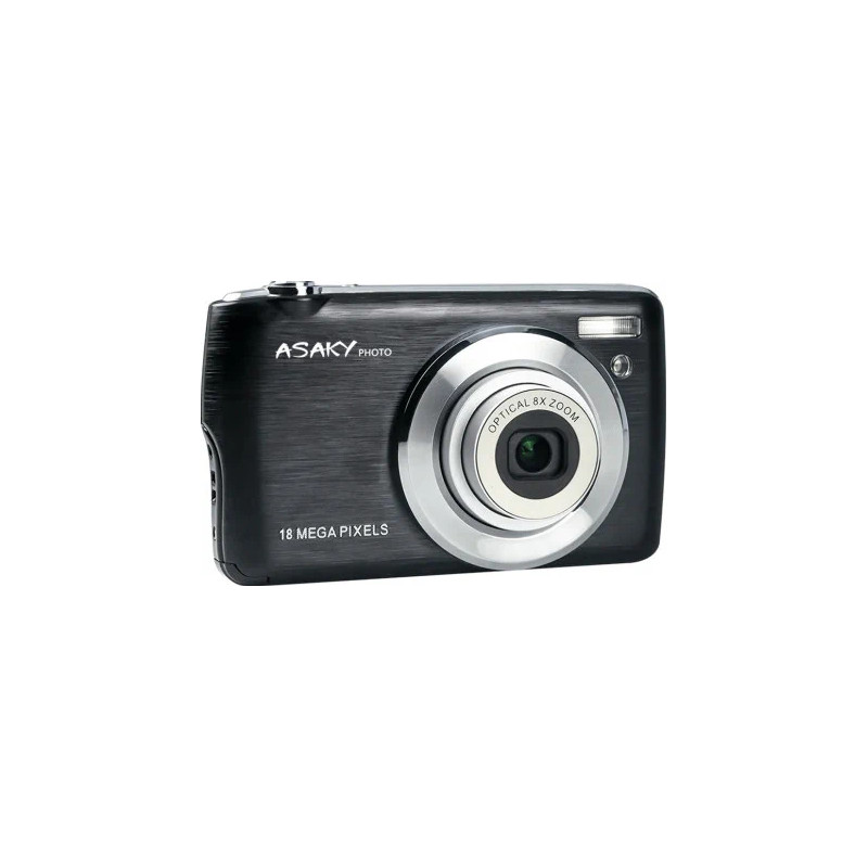 ASAKY PHOTO DIGITAL SLIM CAMERA SHUTTLE 18MP S-8 BLACK