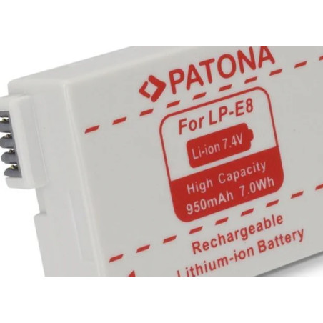 PATONA BATTERY CANON LP-E8 LPE8 EOS 550D EOS 600D EOS 550-D EOS 600-D