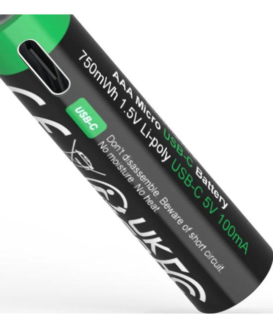 Premium 4X AAA Batterie Ricaricabili al Litio con porta USB-C 500mAh 1.5V con cavo incluso