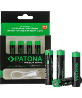 Premium 4X AAA Batterie Ricaricabili al Litio con porta USB-C 500mAh 1.5V con cavo incluso