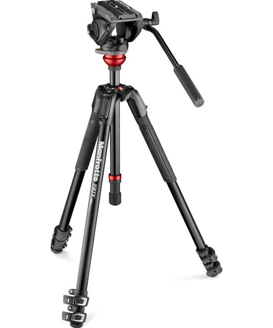 Treppiede alluminio 190X + Testa video fluida a base piatta MVH500AH