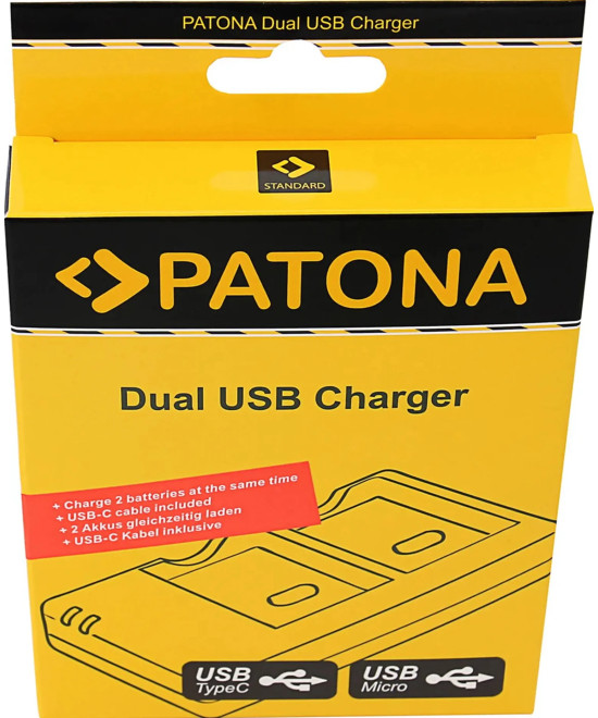 Caricabatterie doppio per Ricoh DB-120 GR IV incl. cavo USB-C