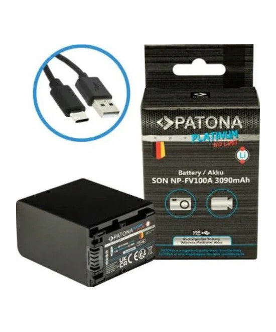 Batteria Platinum con Input USB-C per Sony NP-FV100