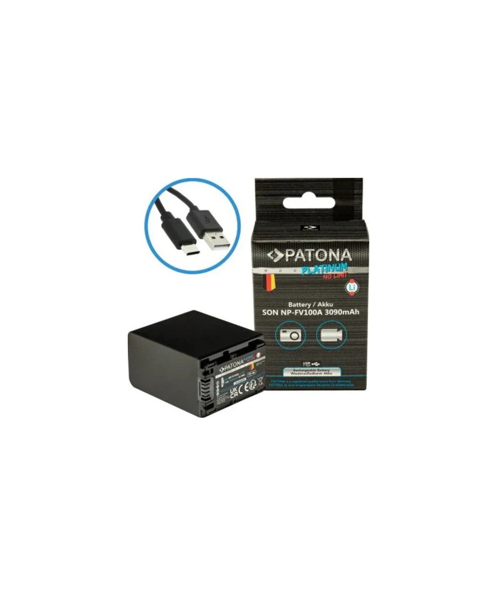 Batteria Platinum con Input USB-C per Sony NP-FV100