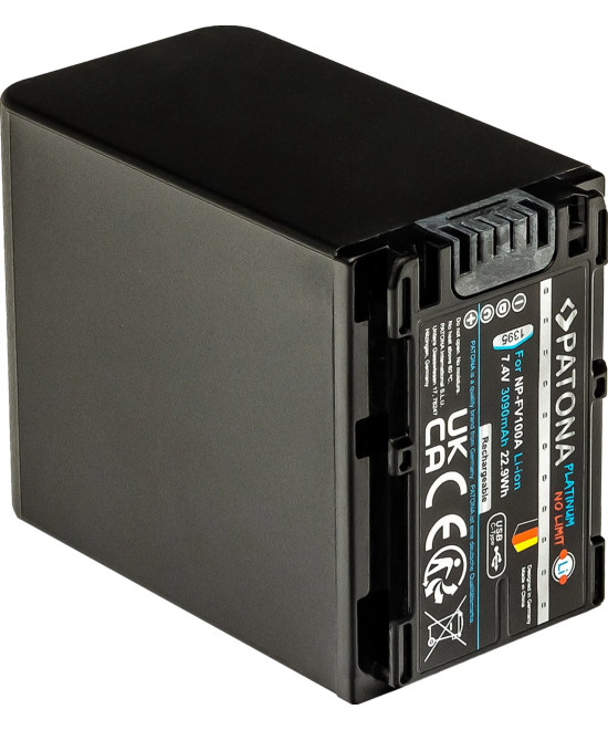 Batteria Platinum con Input USB-C per Sony NP-FV100
