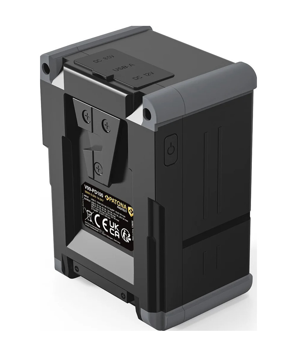 Protect Battery V-Mount Nano V99-PD65 con Display  SB-C PD100W, USB-A, D-Tap, 2x DC-out
