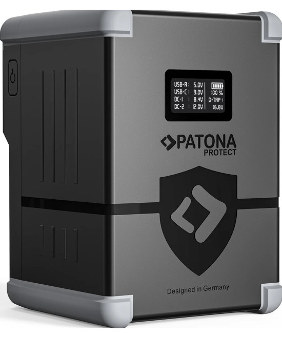 Protect Battery V-Mount Nano V155-PD100 con Display USB-C PD100W, USB-A, D-Tap, 2x DC-out
