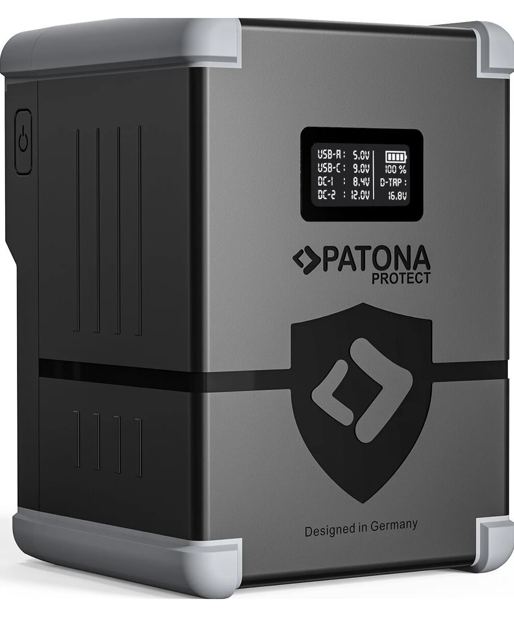 Protect Battery V-Mount Nano V155-PD100 con Display USB-C PD100W, USB-A, D-Tap, 2x DC-out