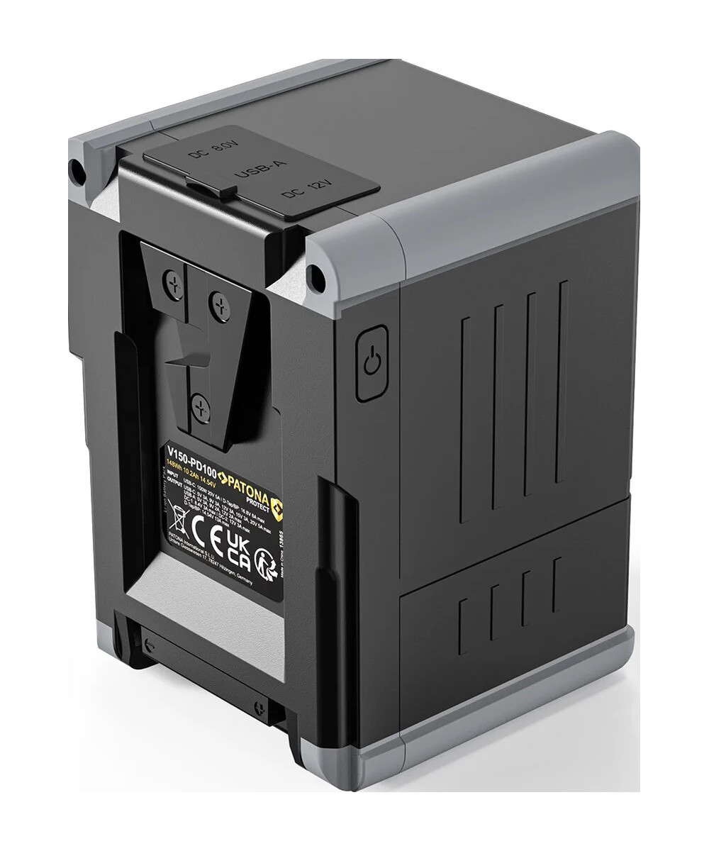 Protect Battery V-Mount Nano V155-PD100 con Display USB-C PD100W, USB-A, D-Tap, 2x DC-out