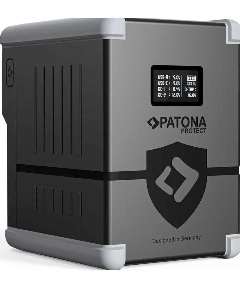 Protect Battery V-Mount Nano V207-PD100 con Display USB-C PD100W, USB-A, D-Tap, 2x DC-out