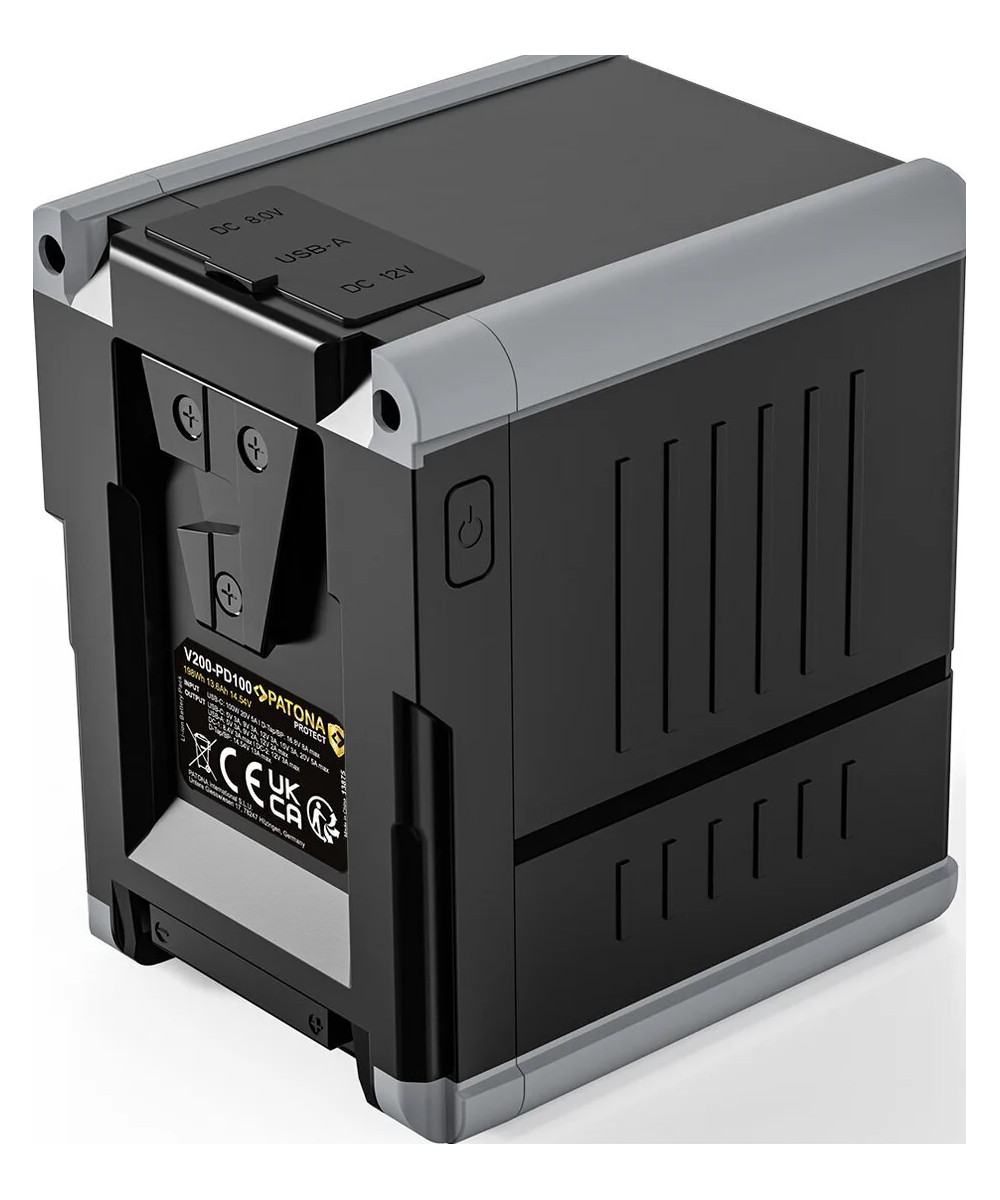 Protect Battery V-Mount Nano V207-PD100 con Display USB-C PD100W, USB-A, D-Tap, 2x DC-out