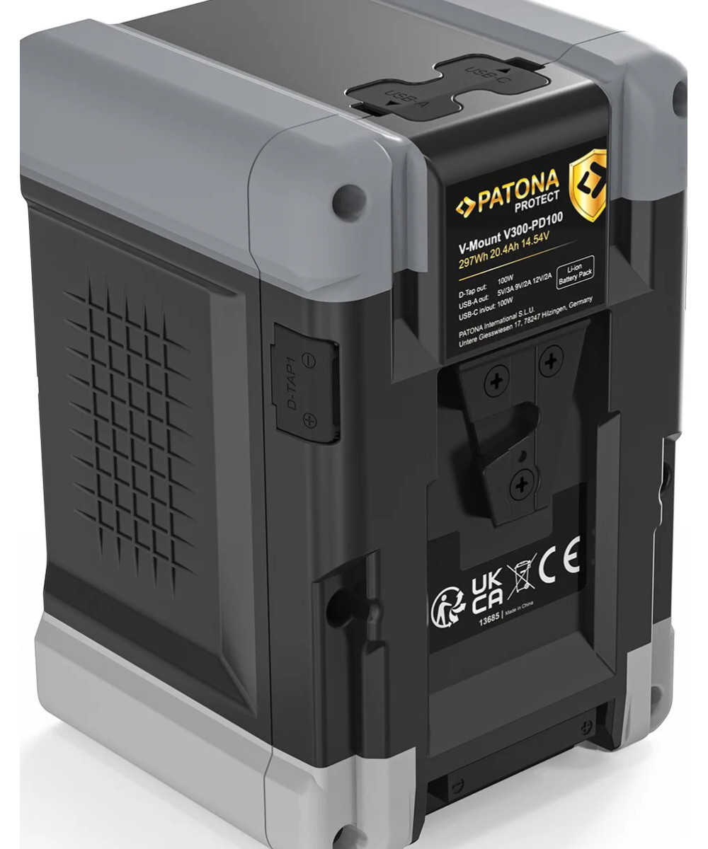 Protect Battery V-Mount 310Wh PD100W Type-C, USB-Output, 2xD-tap