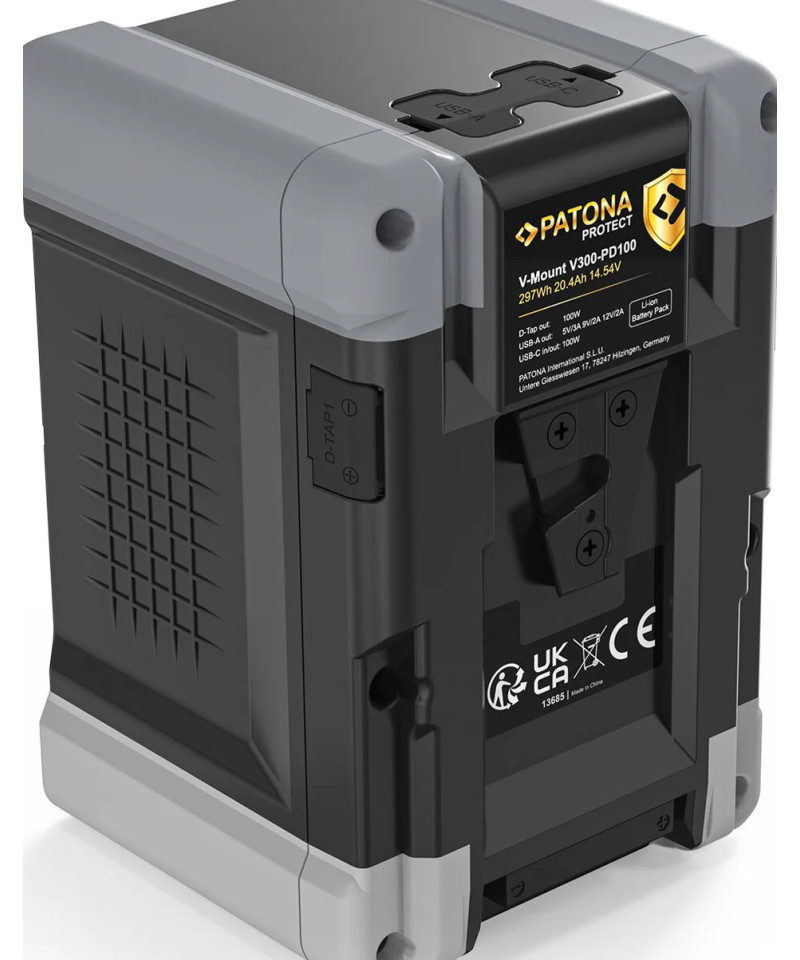 Protect Battery V-Mount 310Wh PD100W Type-C, USB-Output, 2xD-tap