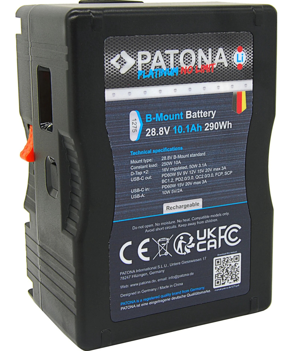 Batteria Platinum B-Mount con USB-C Input e Output 2xD-Tap 16V