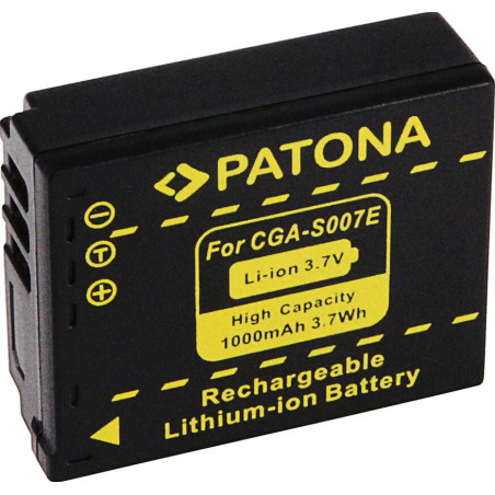 PATONA BATTERY PANASONIC CGA-S007 S007 DMC-TZ5 TZ4 TZ3 TZ2 TZ1