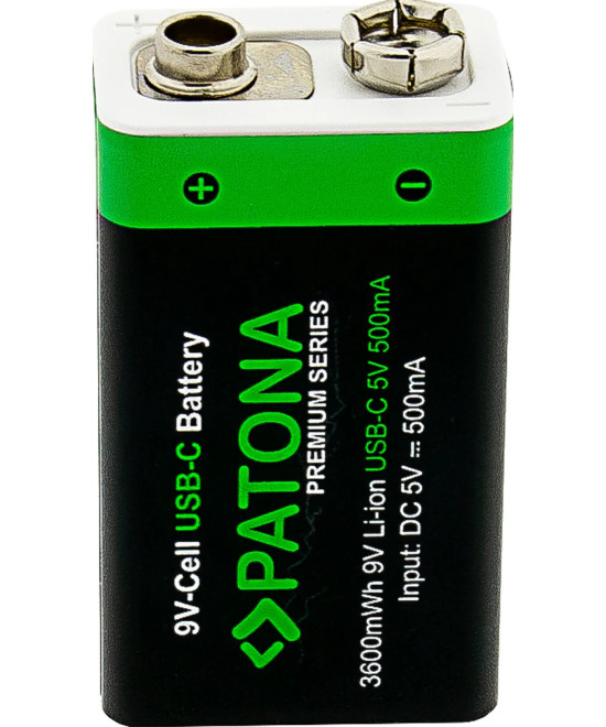2x Batterie 9V Premium USB-C 3600mWh 1,5V