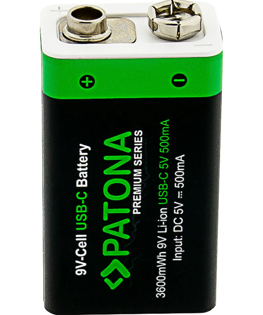 2x Batterie 9V Premium USB-C 3600mWh 1,5V