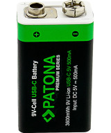 2x Batterie 9V Premium USB-C 3600mWh 1,5V