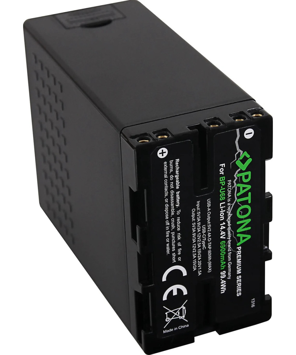 Premium per Sony BP-U68 BP-U65 BP-U60 6900mAh incl. D-Tap e porte USB