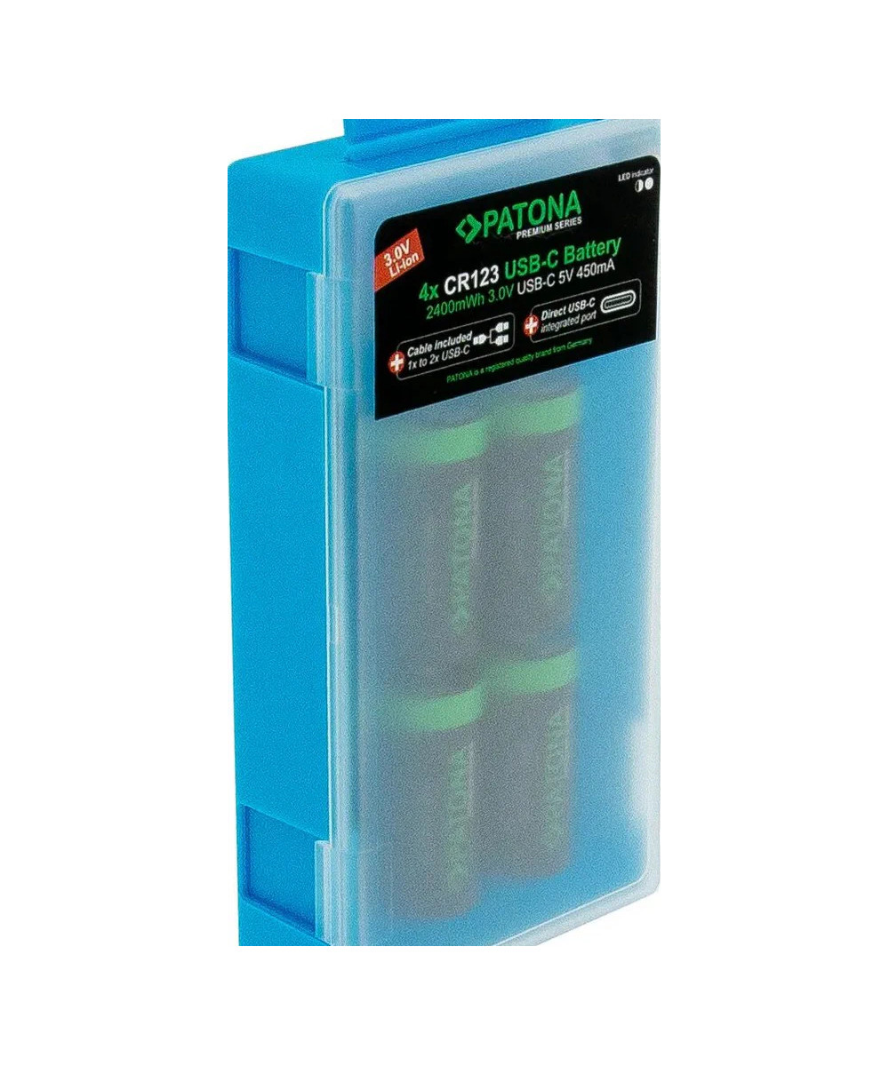 PREMIUM USB-C 4X CR123A RECHARGEABLE LITHIUM BATTERIES 2400MWH 3.0V RECHARGEABLE WITH 1 TO 2