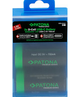 PREMIUM USB-C 2X LR20 MONO D BATTERIES LITHIUM 6000MWH 1.5V RECHARGEABLE WITH 1 TO 2 USB-C CH