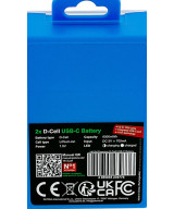 PREMIUM USB-C 2X LR20 MONO D BATTERIES LITHIUM 6000MWH 1.5V RECHARGEABLE WITH 1 TO 2 USB-C CH