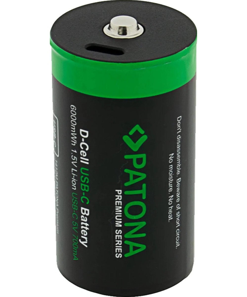 PREMIUM USB-C 2X LR20 MONO D BATTERIES LITHIUM 6000MWH 1.5V RECHARGEABLE WITH 1 TO 2 USB-C CH