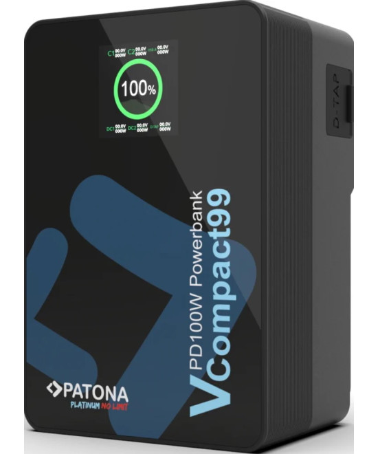 Platinum V-Mount VCompact99 99Wh 14.8V PD100W 2xUSB-C USB-A DC D-Tap inclusa custodia rigida