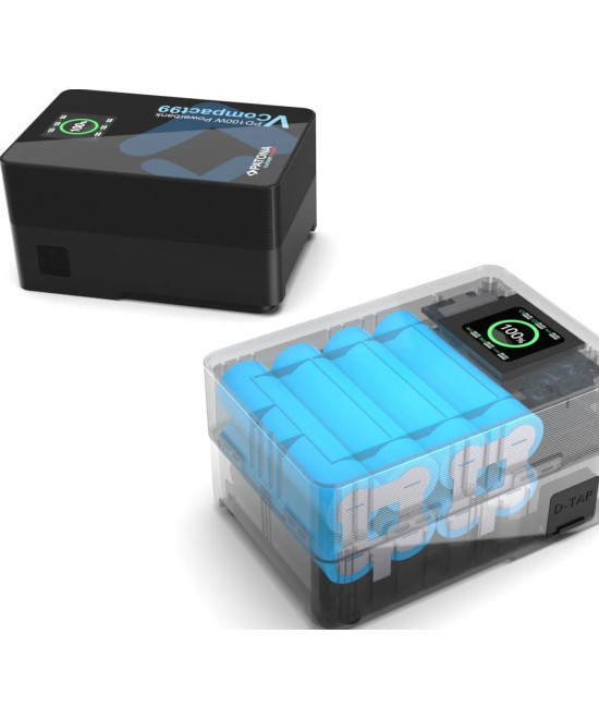 Platinum V-Mount VCompact99 99Wh 14.8V PD100W 2xUSB-C USB-A DC D-Tap inclusa custodia rigida