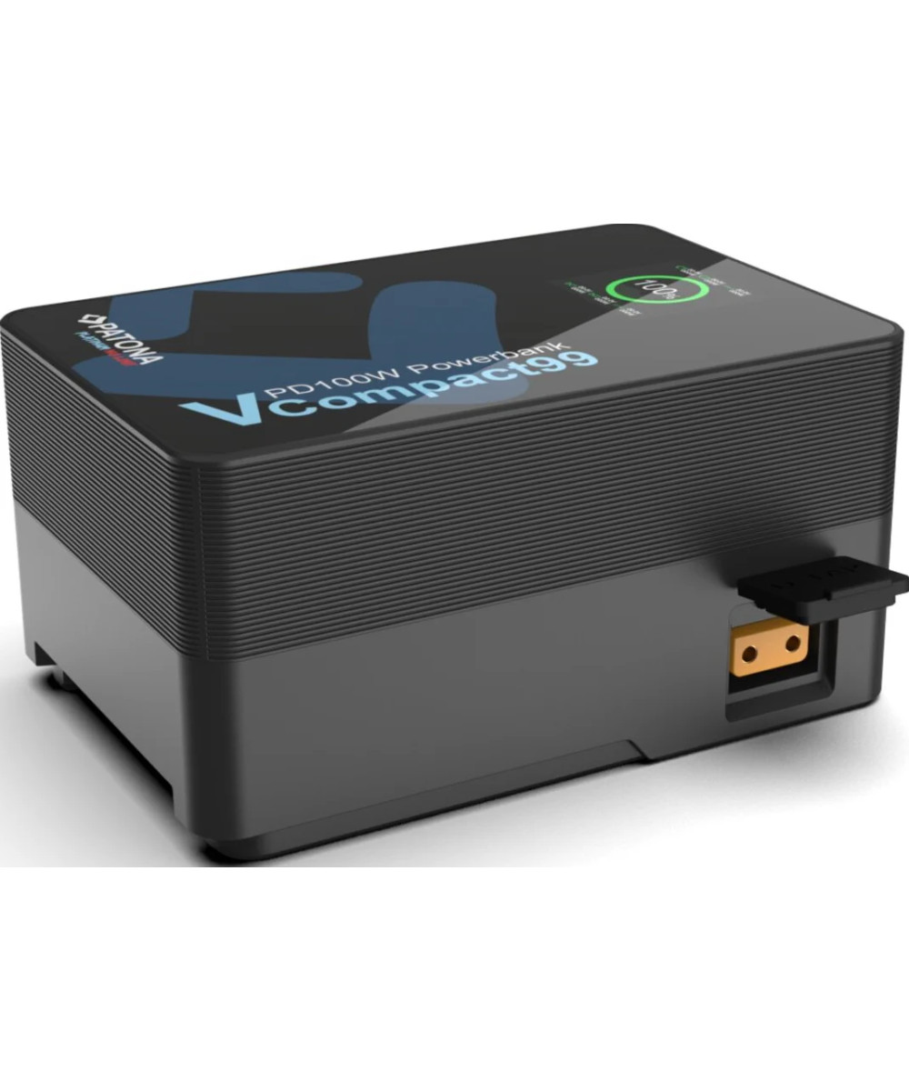 Platinum V-Mount VCompact99 99Wh 14.8V PD100W 2xUSB-C USB-A DC D-Tap inclusa custodia rigida