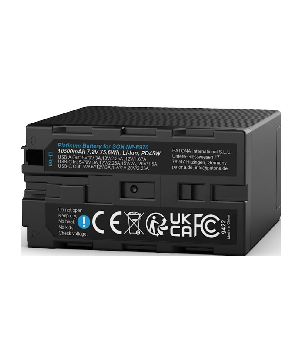 Platinum per Sony NP-F970 10500mAh PD45W 1xUSB-C 1xUSB-A inclusa custodia