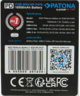 Platinum per Sony NP-F970 10500mAh PD45W 1xUSB-C 1xUSB-A inclusa custodia