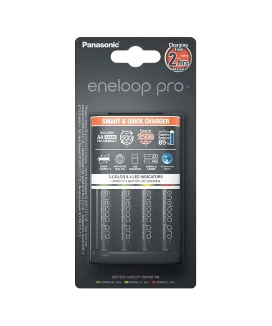 Carica Batteria Quick Charger Eneloop + 4 batterie AA 2500 Mah