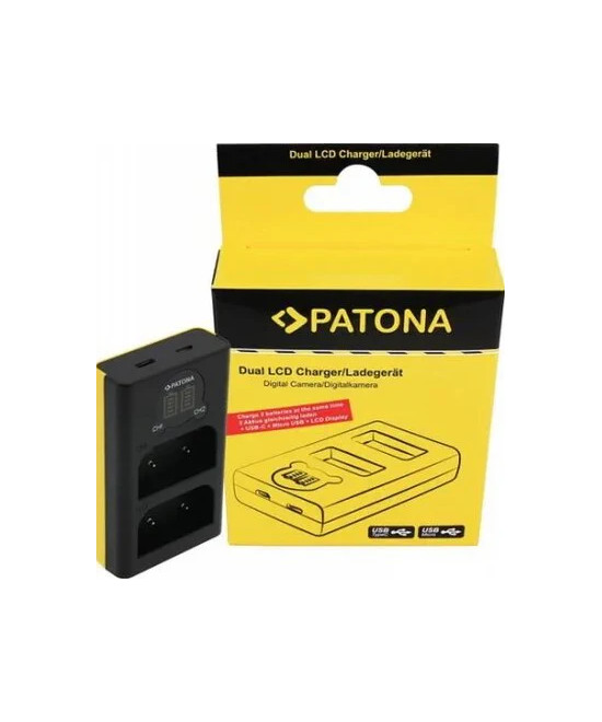 Carica Batterie Dual LCD USB per Olympus OM-1 BLX-1