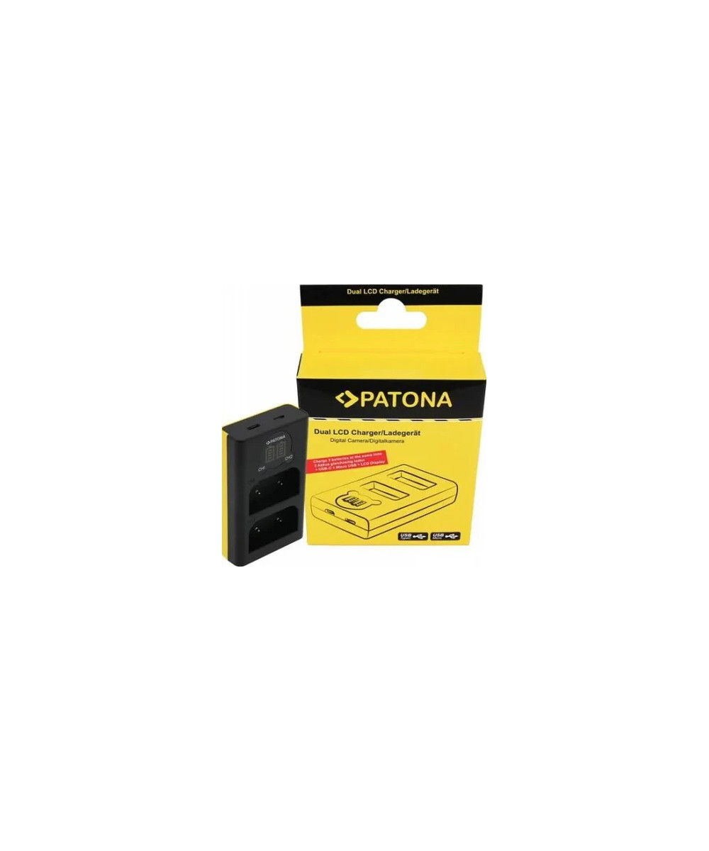 Carica Batterie Dual LCD USB per Olympus OM-1 BLX-1