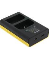 Carica Batterie Dual LCD USB per Olympus OM-1 BLX-1