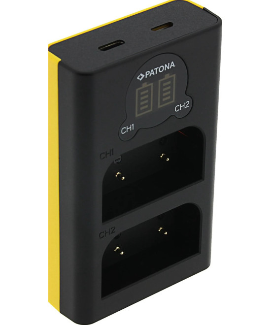 Carica Batterie Dual LCD USB per Olympus OM-1 BLX-1
