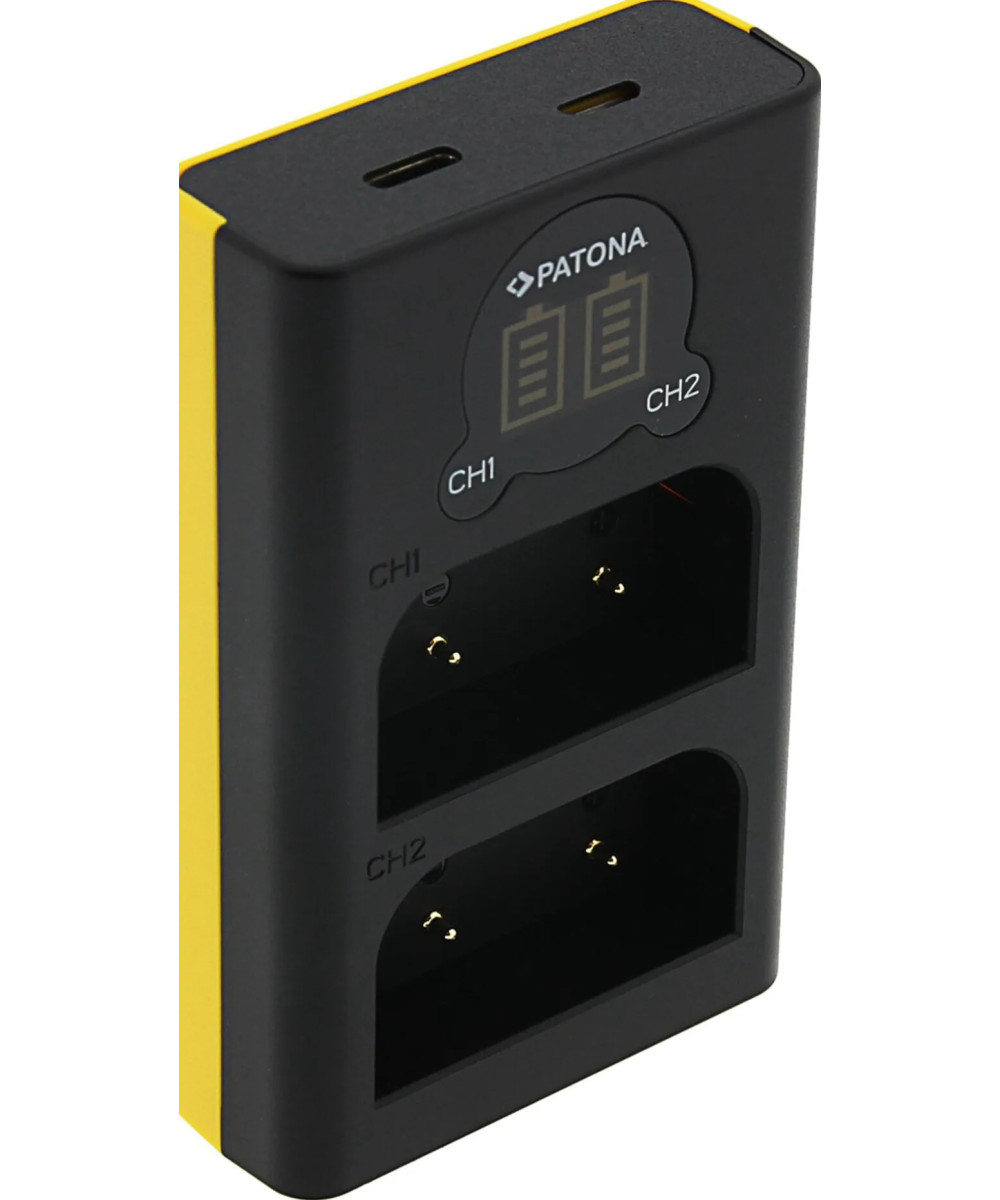 Carica Batterie Dual LCD USB per Olympus OM-1 BLX-1