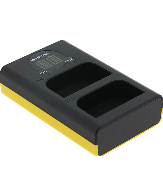 Carica Batterie Dual LCD USB per Olympus OM-1 BLX-1