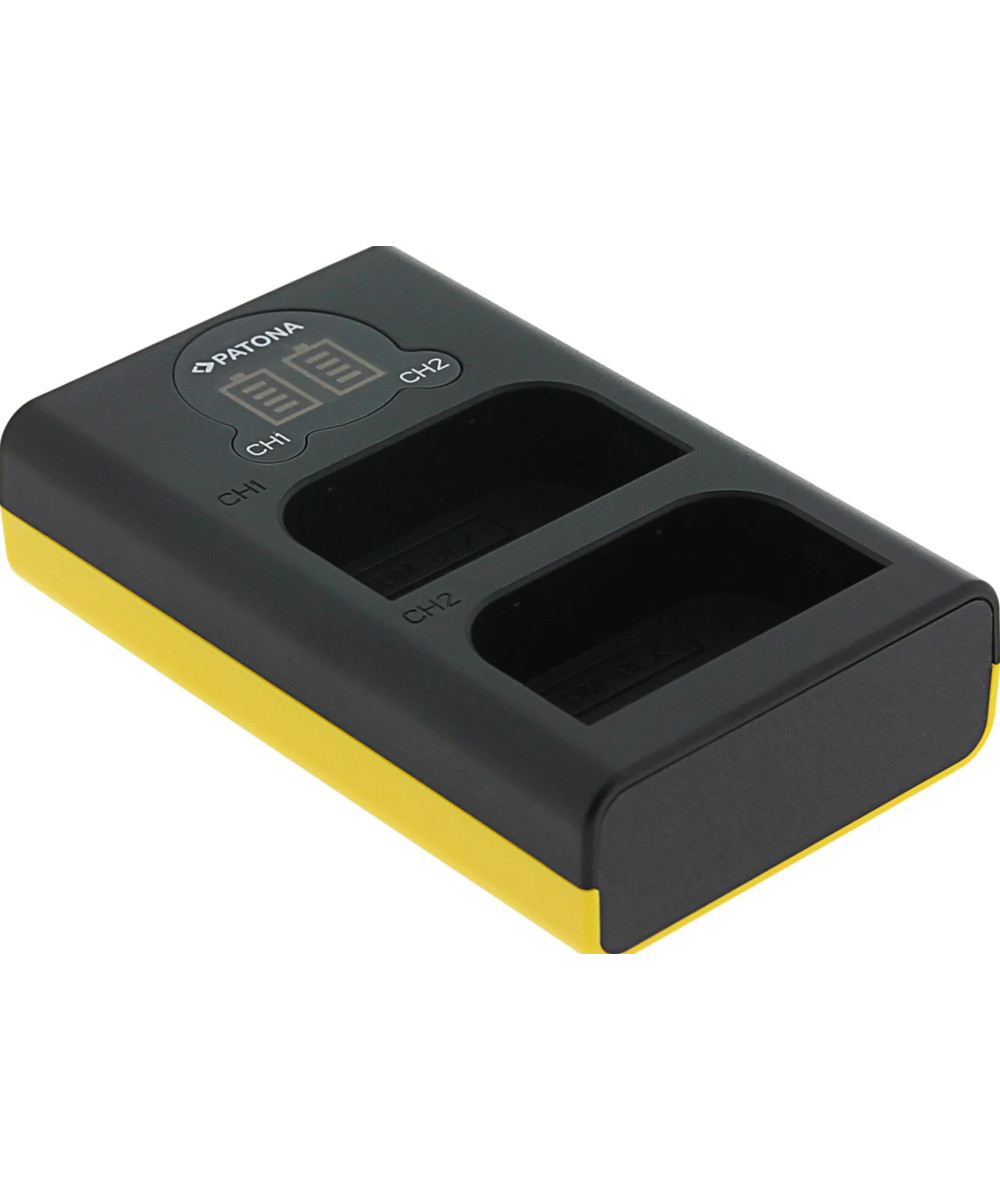 Carica Batterie Dual LCD USB per Olympus OM-1 BLX-1