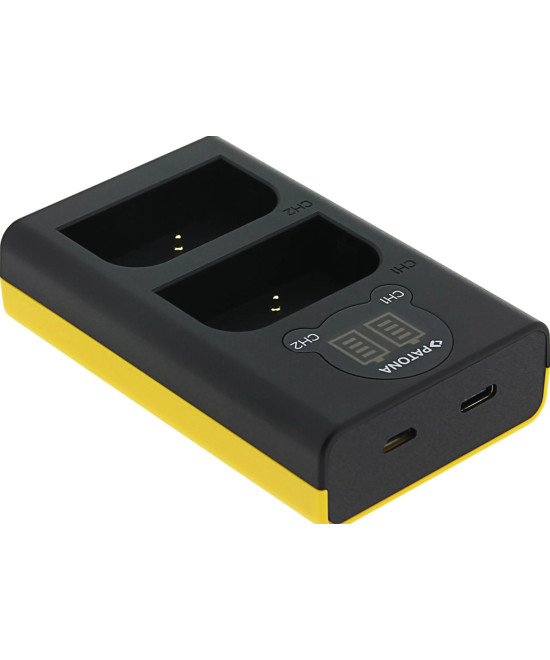 Carica Batterie Dual LCD USB per Olympus OM-1 BLX-1