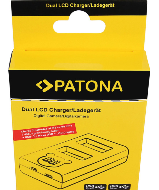 Carica Batterie Dual LCD USB per Olympus OM-1 BLX-1
