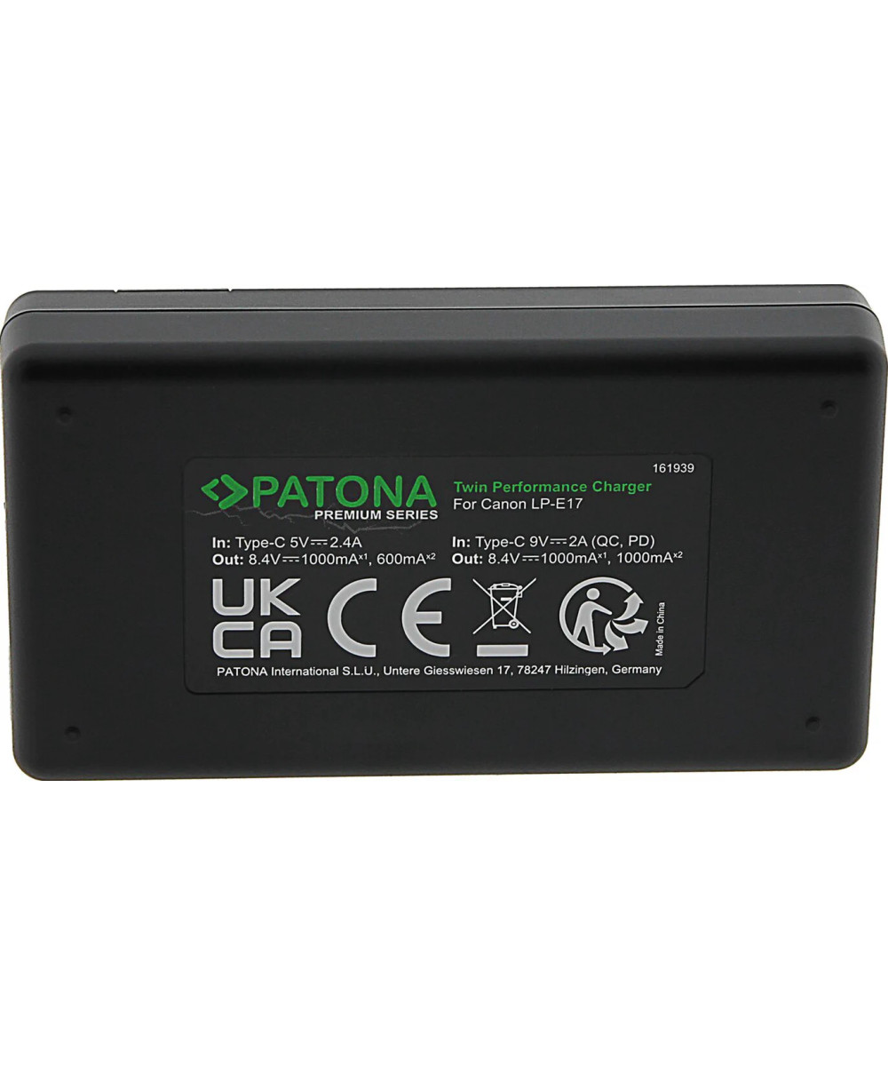 Caricabatteria Premium Twin Performance PD per Canon LP-E17